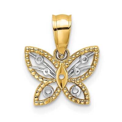 Mini Butterfly Charm 14k Gold Rhodium Diamond-cut K9437, MPN: K9437, 637218137084