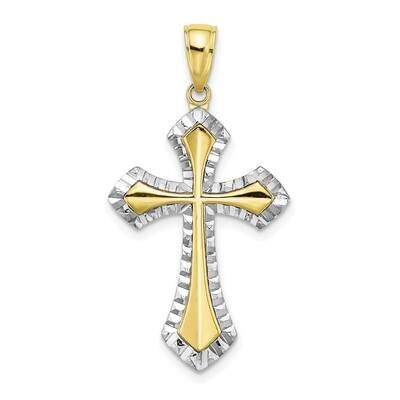 Reversible Cross Charm 10k Gold with Rhodium Diamond-cut 10K9466, MPN: 10K9466, 63721816282
