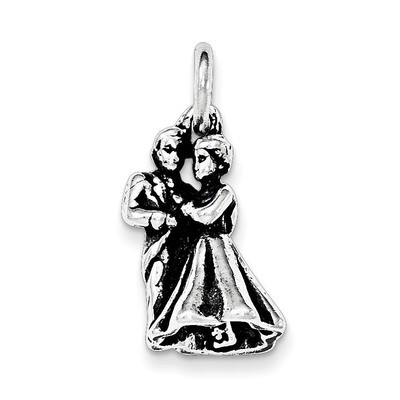 Antiqued Man &amp; Woman Embracing Pendant Sterling Silver QC8534