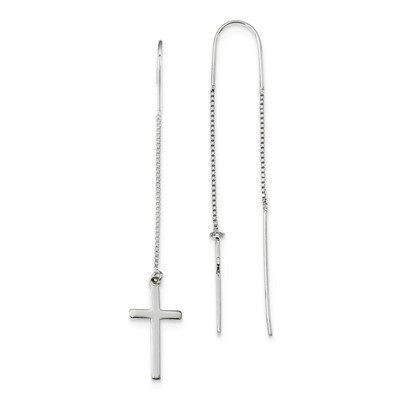 Cross Threader Earrings Sterling Silver QE13600, MPN: QE13600, 723252881790