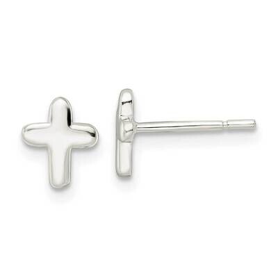 Cross Post Earrings Sterling Silver Polished QE16571, MPN: QE16571, 196904165218