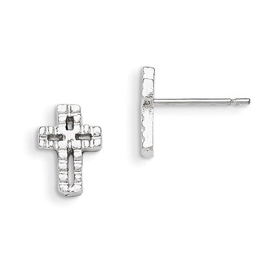 Cross Mini Earrings Sterling Silver QE102, MPN: QE102, 883957921518
