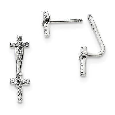 Cross Earrings Sterling Silver CZ QMP1466, MPN: QMP1466, 191101075759