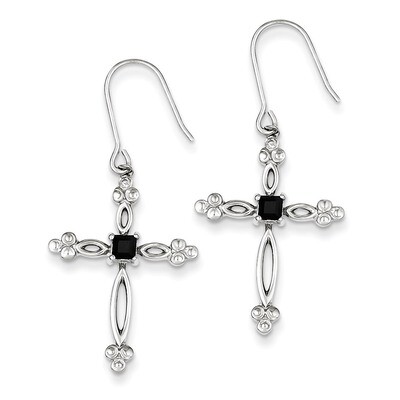 Accent Diamond Cross Earrings Sterling Silver Diamond QE4773, MPN: QE4773, 886774113357