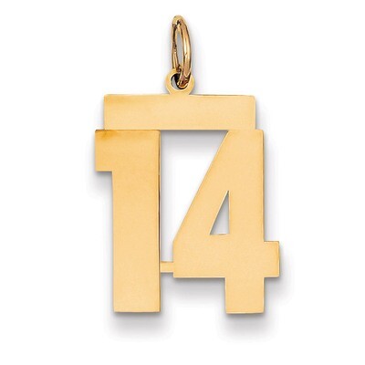 Number 14 Charm 14k Gold Medium Polished LM14, MPN: LM14, 883957132921