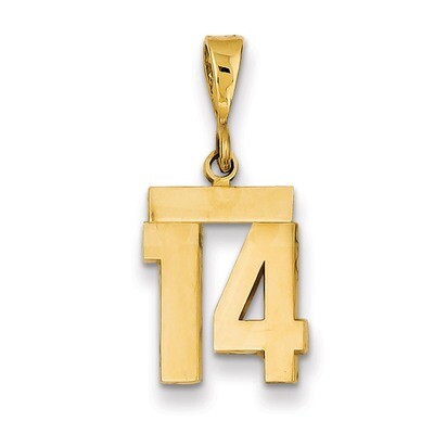 Number 14 Charm 14k Gold Small Polished SP14, MPN: SP14, 883957140728