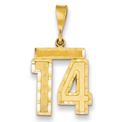 Number 14 Charm 14k Gold Medium Diamond-cut  MN14, MPN: MN14, 883957138947