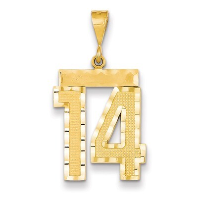 Number 14 Charm 14k Gold Large Diamond-cut LN14, MPN: LN14, 883957122052