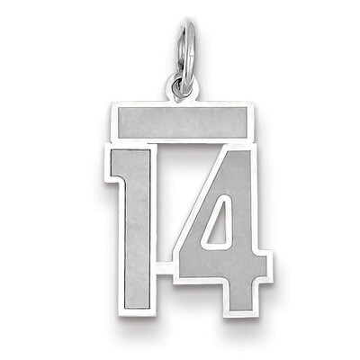 Number 14 Charm Small Satin 14k white Gold WSS14, MPN: WSS14, 883957071053