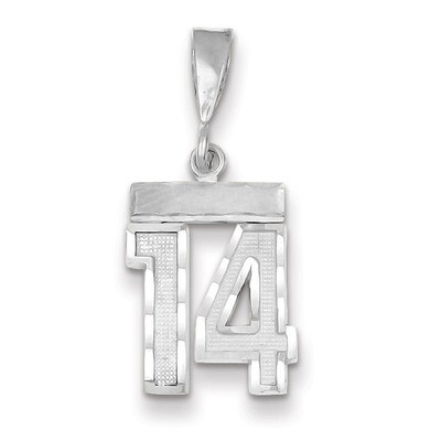 Number 14 Charm Small Diamond -cut 14k white Gold WSN14, MPN: WSN14, 883957111544