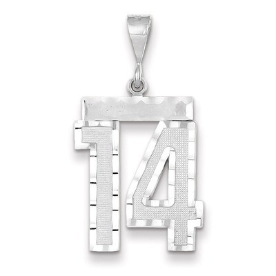 Large Diamond-cut Number 14 Charm 14k White Gold WLN14, MPN: WLN14, 883957123431