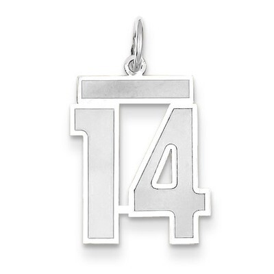 Number 14 Charm Medium Satin 14k white Gold WSM14, MPN: WSM14, 883957077208