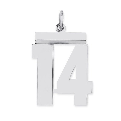 Pendant Number 14 Polished Sterling Silver Medium QMS14, MPN: QMS14, 191101277870