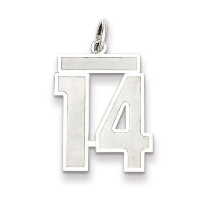 Pendant Number 14 Satin Sterling Silver Medium QPM14, MPN: QPM14, 883957126388
