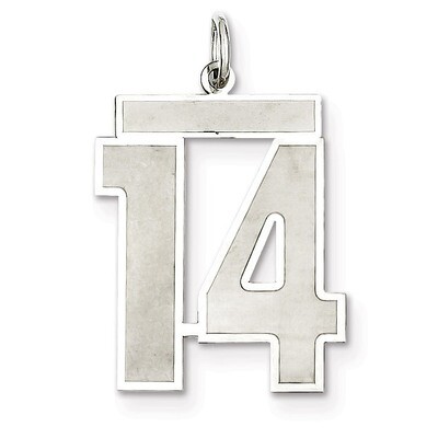 Pendant Number 14 Satin Sterling Silver Large QPP14, MPN: QPP14, 191101281532
