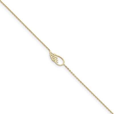 Wing with 1 inch Extender Anklet 14k Gold ANK299-10, MPN: ANK299-10, 886774034140
