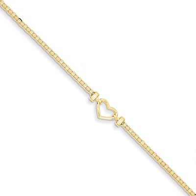 Fancy Heart Anklet 9 Inch 14k Gold ANK29-9, MPN: ANK29-9, 883957897837