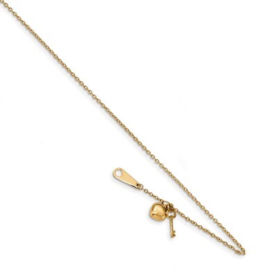 Heart and Key Anklet 14k Gold ANK289-10, MPN: ANK289-10, 191101924460