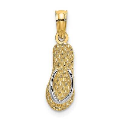 Hawaii Single Flip-Flop Charm 14k Gold Rhodium K9147, MPN: K9147, 637218053360
