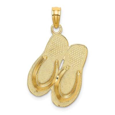 Hawaii Aloha Double Flip-Flop Charm 14k Gold 3-D C3250, MPN: C3250,