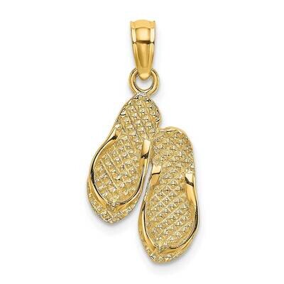 Hawaii Flip-Flops Charm 14k Gold Solid Polished D1367, MPN: D1367,