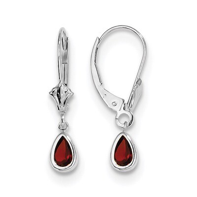 6x4mm Garnet January Earrings 14k white Gold XBE277, MPN: XBE277, 191101433580