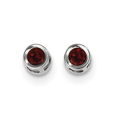 4mm Oval Bezel January/Garnet Post Earrings 14k white Gold XBE241, MPN: XBE241, 886774591995