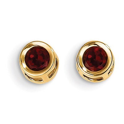 4mm Oval Bezel January/Garnet Post Earrings 14k Gold XBE1, MPN: XBE1, 883957086378