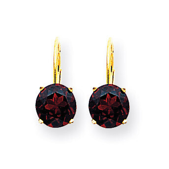 Garnet Round Leverback Earrings 14k Gold XLB113GA, MPN: XLB113GA, 883957120003