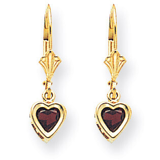5mm Heart Garnet Earrings 14k Gold XLB109GA, MPN: XLB109GA, 883957338613