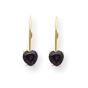 5mm Heart Garnet Leverback Earrings 14k Gold XLB120GA, MPN: XLB120GA, 883957338590
