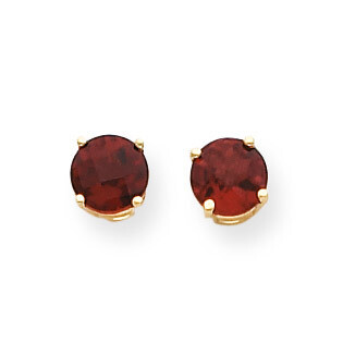 6mm Garnet Checker Earrings 14k Gold XE73GC, MPN: XE73GC, 883957339283