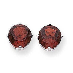 8mm Garnet Earrings 14k White Gold XE75WGA, MPN: XE75WGA, 883957341644