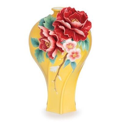 Franz Porcelain Peony Blossom Sculptured Porcelain Large Vase FZ02727, MPN: FZ02727,