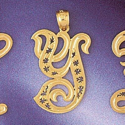 Dazzlers Jewelry Initial Y Pendant Necklace Charm Bracelet in Yellow, White or Rose Gold 9563y, MPN…