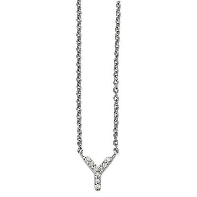 CZ Letter Y 18in. Necklace Sterling Silver QCM1213Y-18