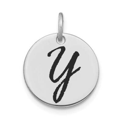 Letter Y Black Epoxy Initial Disk Charm 14k White Gold Polished YC1436WY, MPN: YC1436WY, 1969040901…