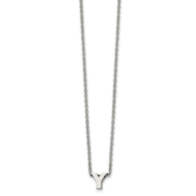 letter Y 2 Inch Extension 18 Inch Necklace Stainless Steel Polished SRN2497Y-18 by Chisel, MPN: SRN…