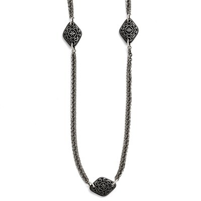 Black Ti Polished Etched Charms Necklace Titanium TBN170-34