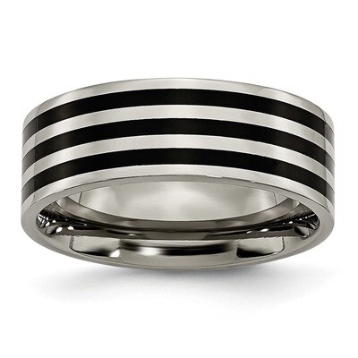 8mm Black Ip-Plated Polished Band Titanium TB305-10