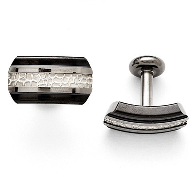 Titanium Black Ti/Polished Cufflinks Sterling Silver TBC130
