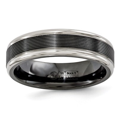 Edward Mirell Black Titanium -Traction Finish with Polished Edge6.5mm Band EMR119 by Edward Mirell,…