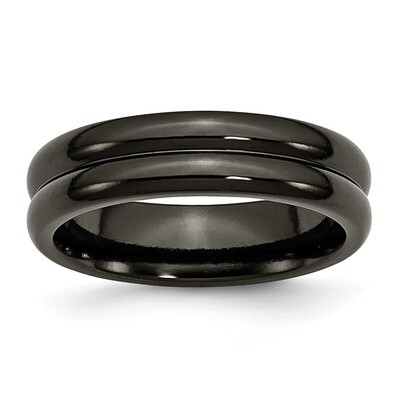 Black Ti Domed 6mm Polished Band Titanium TB283-10