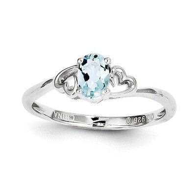 Aquamarine March Ring Sterling Silver QBR15MAR, MPN: QBR15MAR, 883957495491