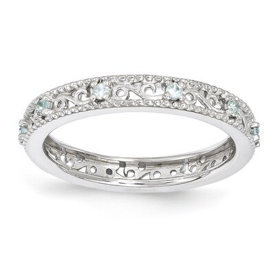 Aquamarine Ring - Sterling Silver QSK1484, MPN: QSK1484, 886774204482