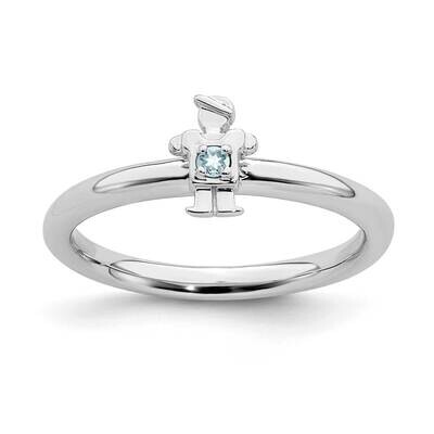 Aquamarine Boy Ring Sterling Silver Rhodium-plated QSK1913, MPN: QSK1913, 191101719653