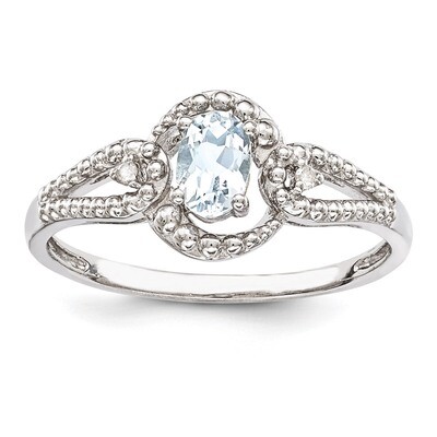 Aquamarine &amp; Diamond March Ring Sterling Silver QBR16MAR, MPN: QBR16MAR, 883957396903