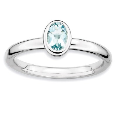 Oval Aquamarine Ring - Sterling Silver QSK436, MPN: QSK436, 886774003955