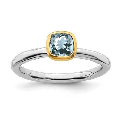 Aquamarine Ring Sterling Silver Gold-plated QSK1889, MPN: QSK1889, 191101718205