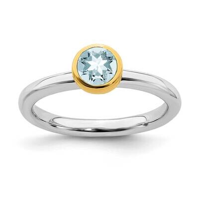 Aquamarine Ring Sterling Silver Gold-plated QSK1877, MPN: QSK1877, 191101717499